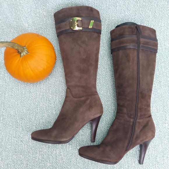 Cole Haan Brown Suede Knee-High Boots - Picture 4 of 14